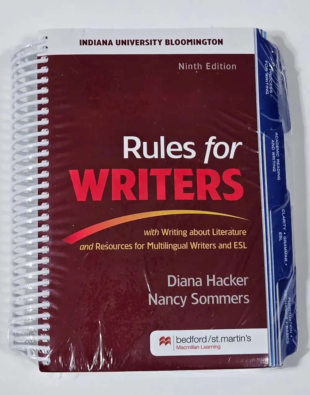 Rules for Writers 9th Ed IU Bloomington ESL Diana Hacker Nancy Sommers Spiral